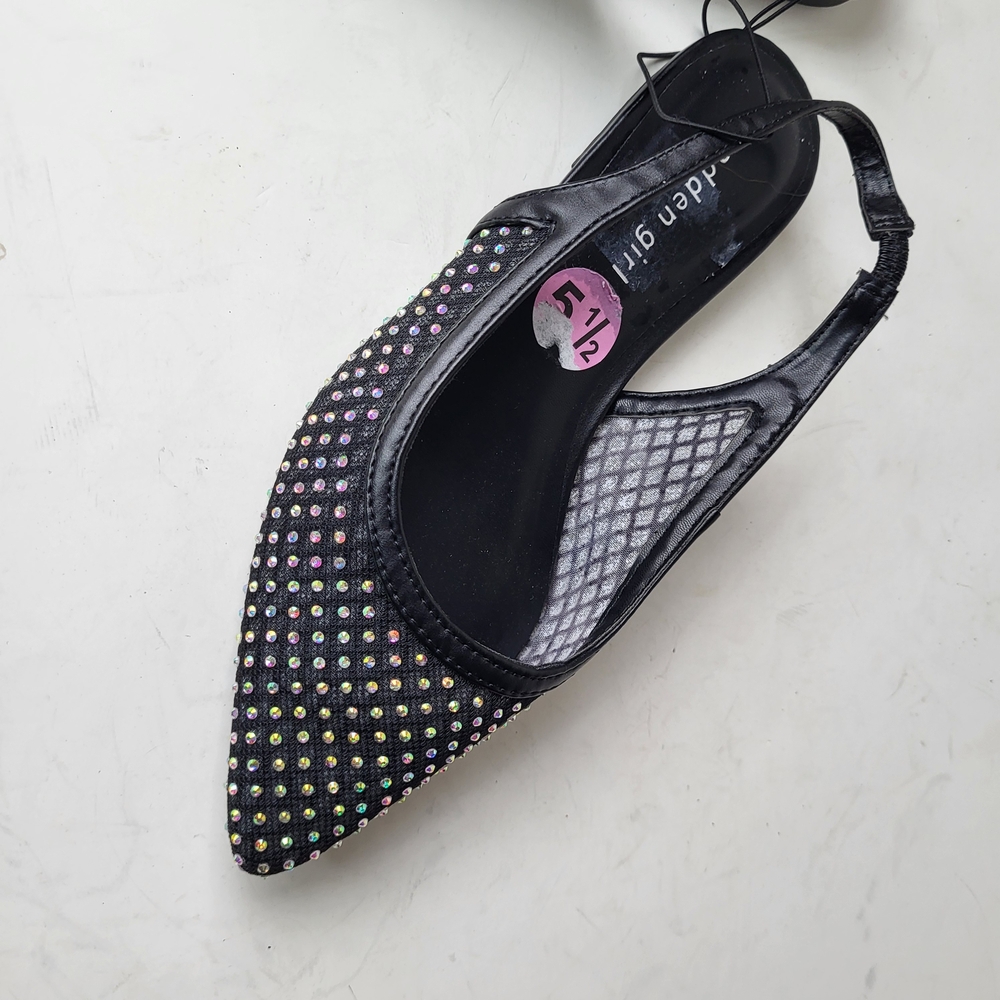 Madden Girl Black Flats with Multicolor Studs
